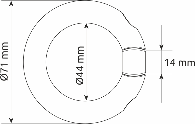 Anello apribile multidirezionale THOR - Disegno tecnico